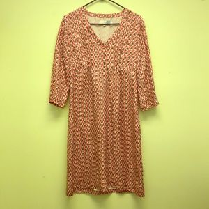 Boden Easygoing red floral patterned dress.